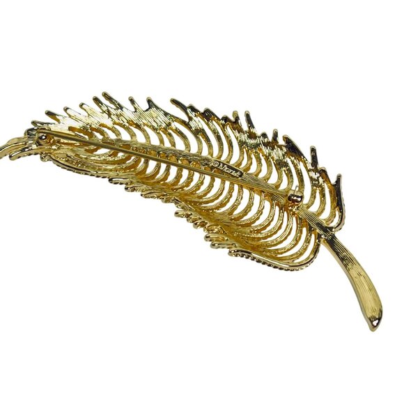 Vintage Monet Gold Tone Feather Brooch (6071) - Picture 5 of 6
